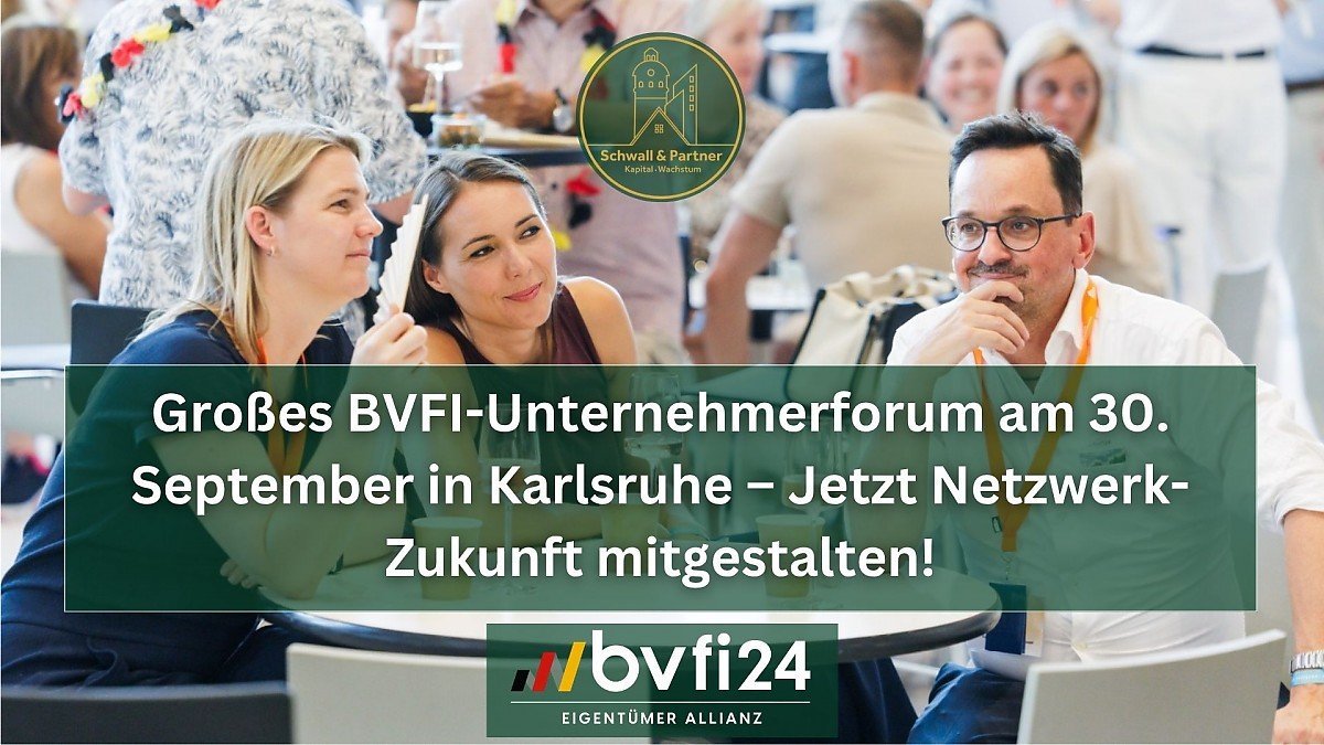 Großes BVFI-Unternehmerforum am 30. September in Karlsruhe Titelbild mit Michael Schwall, Jessica Deutsch und Chantal Eich an einem Tisch mit Überschrift des Artikels Großes BVFI-Unternehmerforum am 30. September in Karlsruhe
