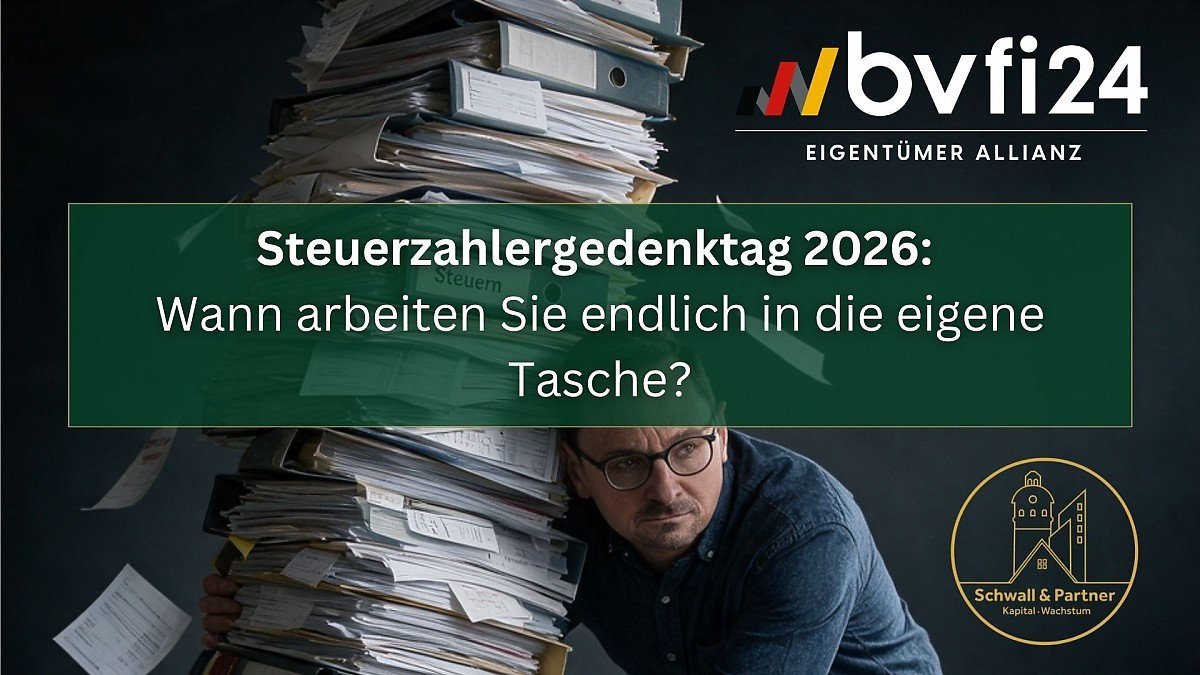 Titelbild mit Michael Schwall der einen riesigen Aktenberg trägt und Überschrift des Artikels sowie Logo bvfi24 und Schwall & Partner Titelbild mit Michael Schwall der einen riesigen Aktenberg trägt und Überschrift des Artikels sowie Logo bvfi24 und Schwall & Partner