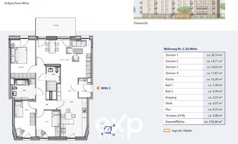 Grundriss W3 Mehrfamilienhaus Potsdam