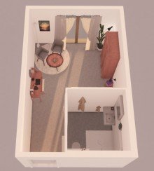 3D-Aufsicht stehend Zwei Premium-Pflegeappartements inkl. bevorzugtem Belegungsrecht f�r Ihre Altersvorsorge zum Verkauf