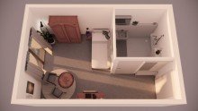 3D-Aufsicht liegend Zwei Premium-Pflegeappartements inkl. bevorzugtem Belegungsrecht f�r Ihre Altersvorsorge zum Verkauf